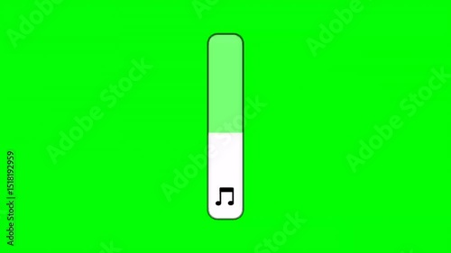 Animation Volume slider on green background with music control panel. Adjust playback levels and activate music with a smoot. 4k 