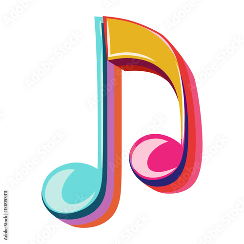One colorful Double Flat note illustration symbol colors vector