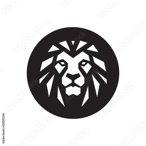 Bold lion emblem with geometric design for creative projects photo