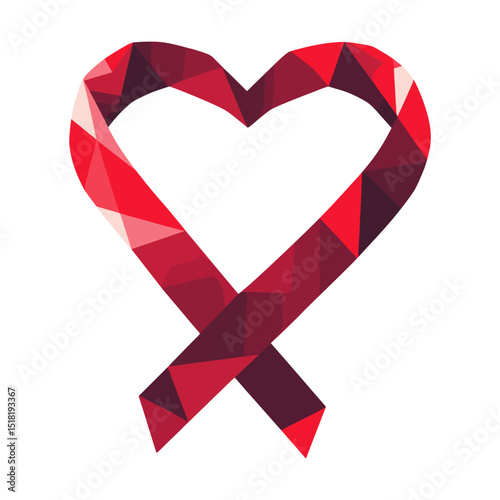 Heart geometric symbol ribbon vector