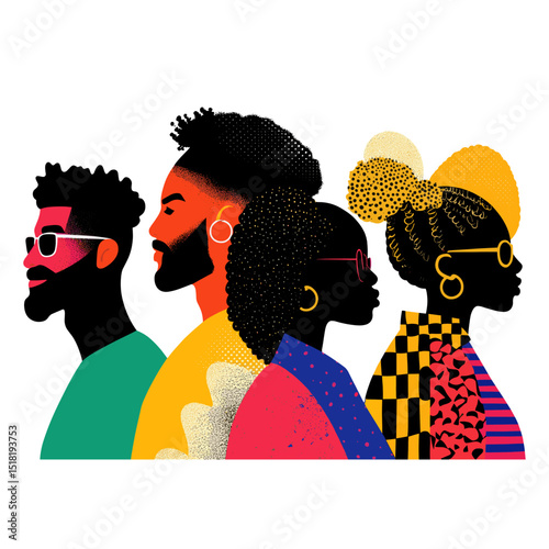 Six diverse people person art silhouettes vector