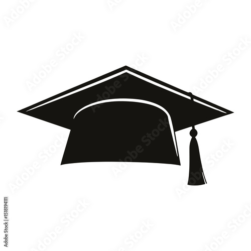 Graduation hat silhouette black achievement vector