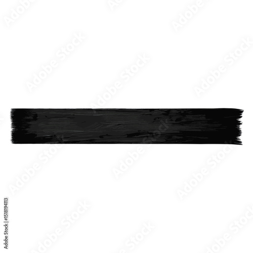 Black flat paint brush stroke horizontal abstract artistic vector