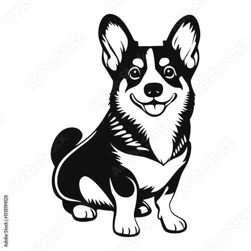 Corgi linear art illustration drawing vector