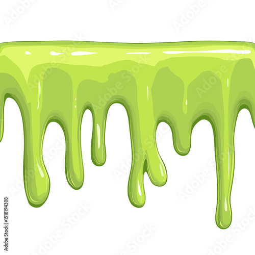 Dripping green slime border illustration vibrant texture vector