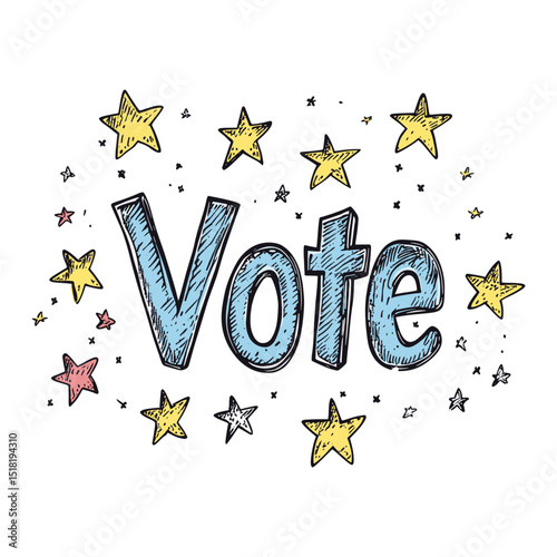 Word illustration stars vote vector