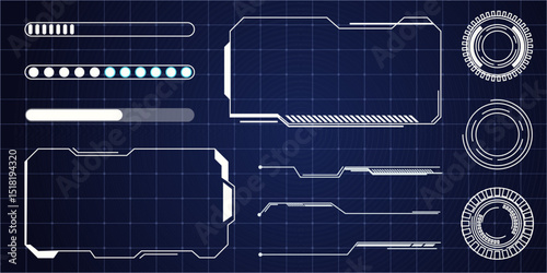 Hud frame futuristic ui frame, line abstract interface menu. Tech cyberspace border sci fi design element. Set modern board dashboard panel, gui.