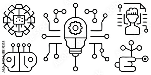 Artificial intelligence icons isolated on white background