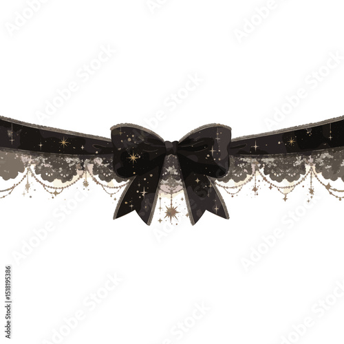 Black star lace ribbon stars vector