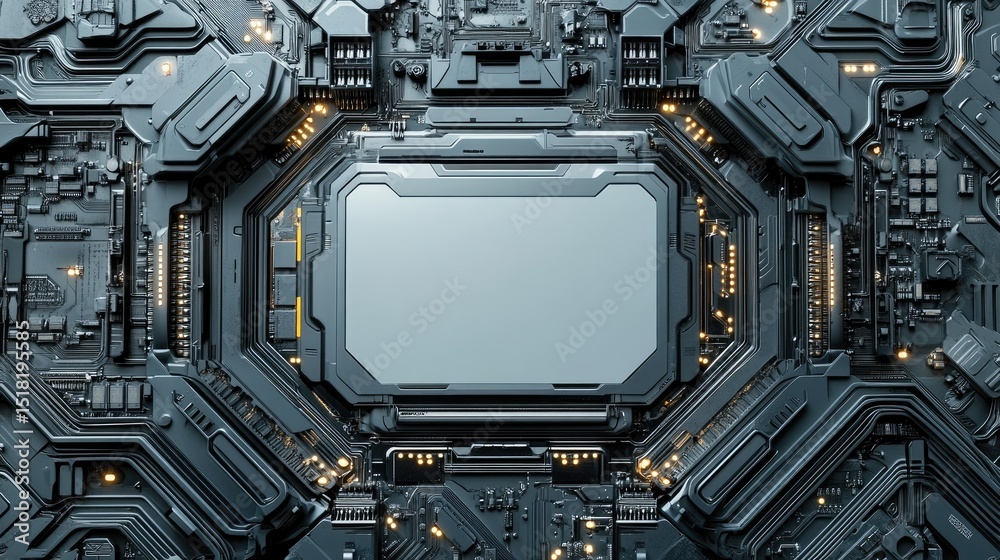 Fototapeta premium Close-up view of a complex circuit board design.