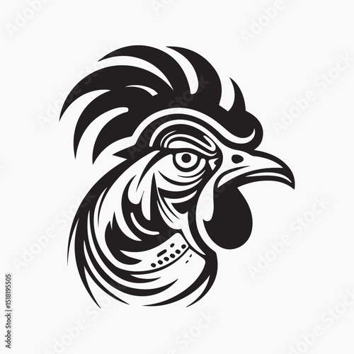 Chicken flat old school illustration vector.