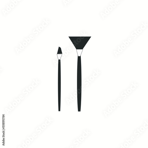 makeup brushes simple icon Vector