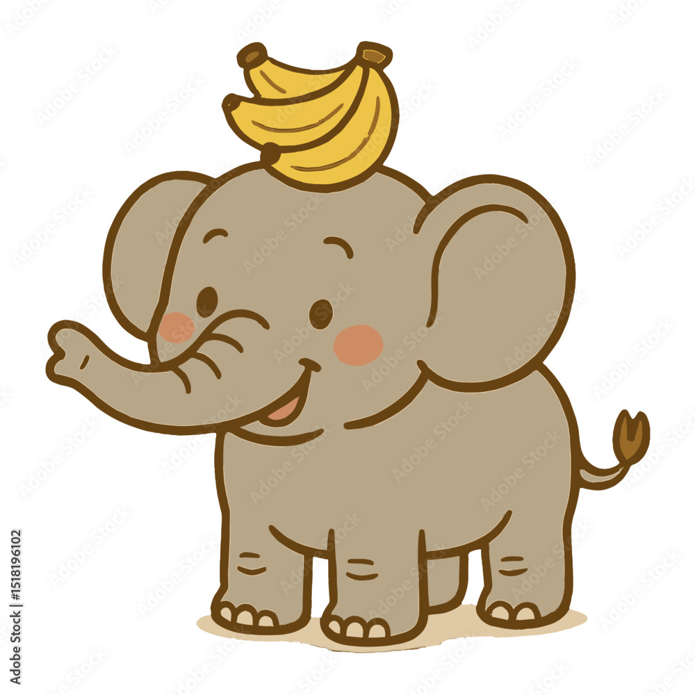 Fototapeta premium Cute elephant with bananas vector