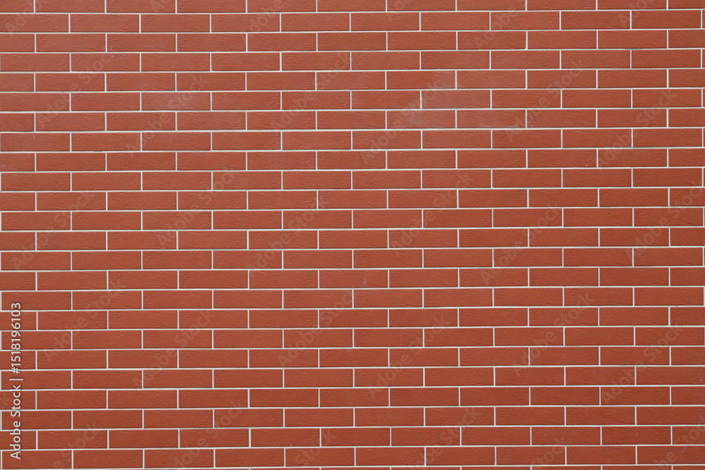 Red modern brick wall with even spacing and clean surface Red modern brick wall with even spacing and clean surface