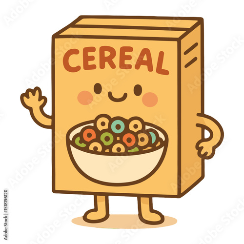 Cute cereal box character illustration vector