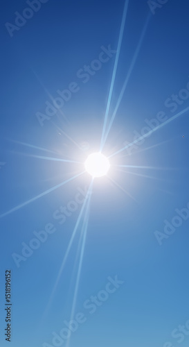 Sun shining in blue sky