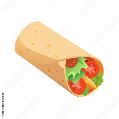 Delicious Vegetarian Burrito or Veggie Wrap with Fresh Ingredients