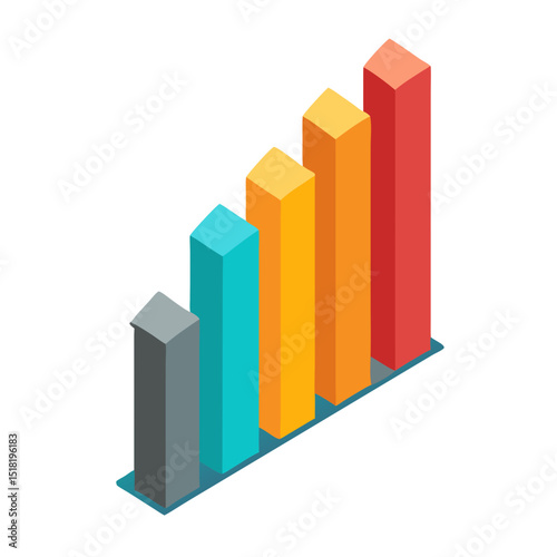 Colorful 3D Bar Graph Showing Business Data Growth and Statistics