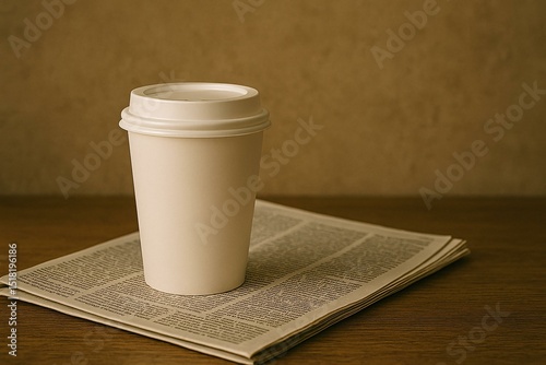 Minimalist Coffee Cup Mockup on Newspaper - Perfect for Branding and Design Presentations