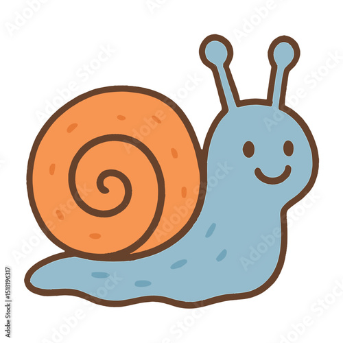 Cute cartoon snail illustration vector