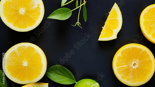 Juicy citrus fruits cut, drops of water.