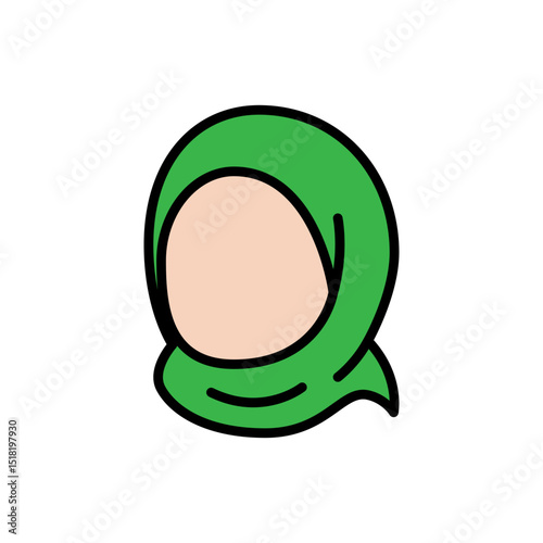 Vector illustration of an Woman on hijab icon on a white background