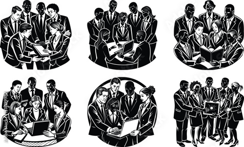 Diverse Business Team Collaboration Vector Illustration
