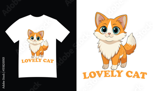 Vector of funny cartoon cat t-shirt design

