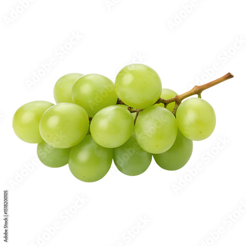 Green grape cluster isolated on transparent background