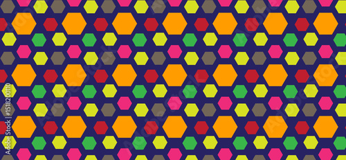 Vibrant hexagon pattern seamless repeat design