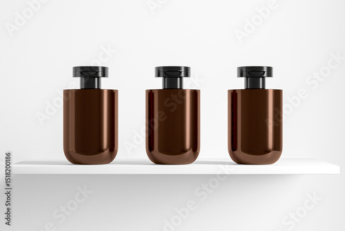 Cuadro en lienzo flat flip cap cosmetic bottle mockup, amber glass water bottle packaging, modern