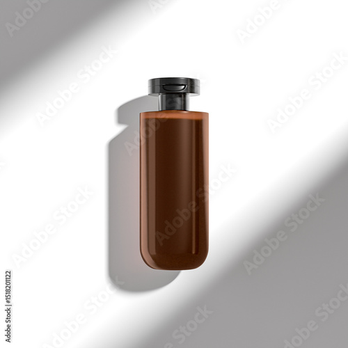 amber glass cosmetic bottle mockup, liquid skincare and cosmetic packaging, flat flip cap cylindrica water bottle packaging, personal care product tube packaging, black flip top cap squeeze bottle