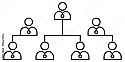 Organizational chart showing hierarchy isolated on white background