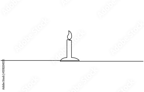 Christmas Candle continuous one line drawing minimalism design, Modern isolated background, Aroma candles one line art, Candle light continuous one line.