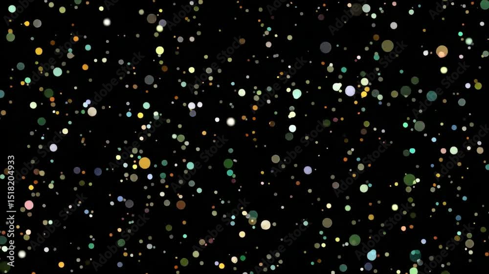Polka dots dancing across black background, generating playful, festive visual energy for design