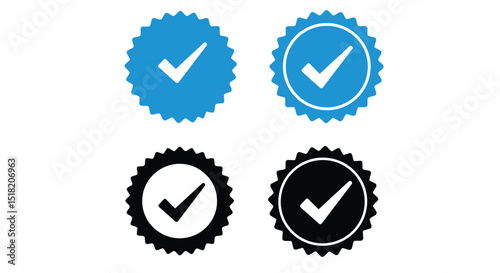 Collection of check mark icons in various styles isolated on white background