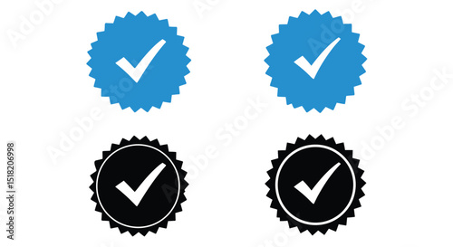 Collection of check mark icons in various styles isolated on white background