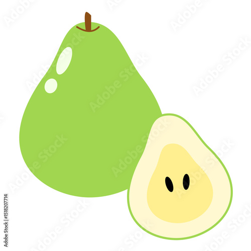 フルーツ　洋梨のシンプルアイコン　カラー〜FFruit pear simple icon color〜