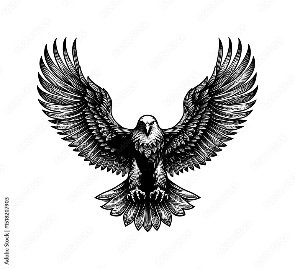 Fototapeta premium eagle line drawing - guilloche style (artwork 2)