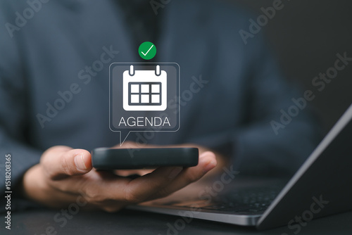 Agenda meeting appointment activity information concept. Agenda meeting appointment activity information concept. Event planner timetable agenda plan and schedule event management.