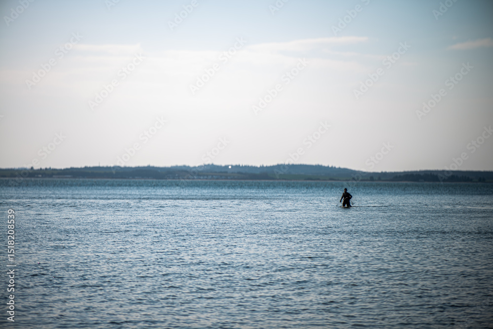 Obraz premium Fisherman Returning from the Sea with Spears and Fishing Nets