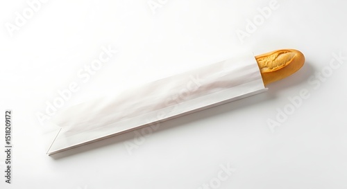 Freshly Baked Baguette in a White Paper Bag