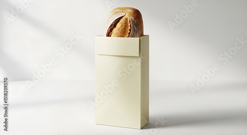 Freshly Baked Bread Loaf Protruding from a Paper Bag, Studio Shot