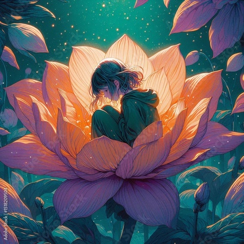 irl Inside Flower with Purple Leaves photo