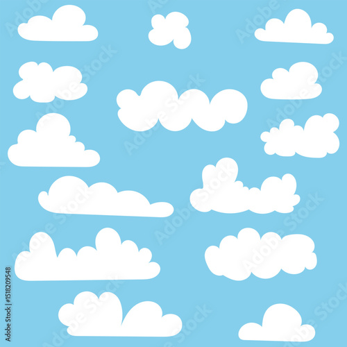 Clouds set vector illustration isolated on blue background