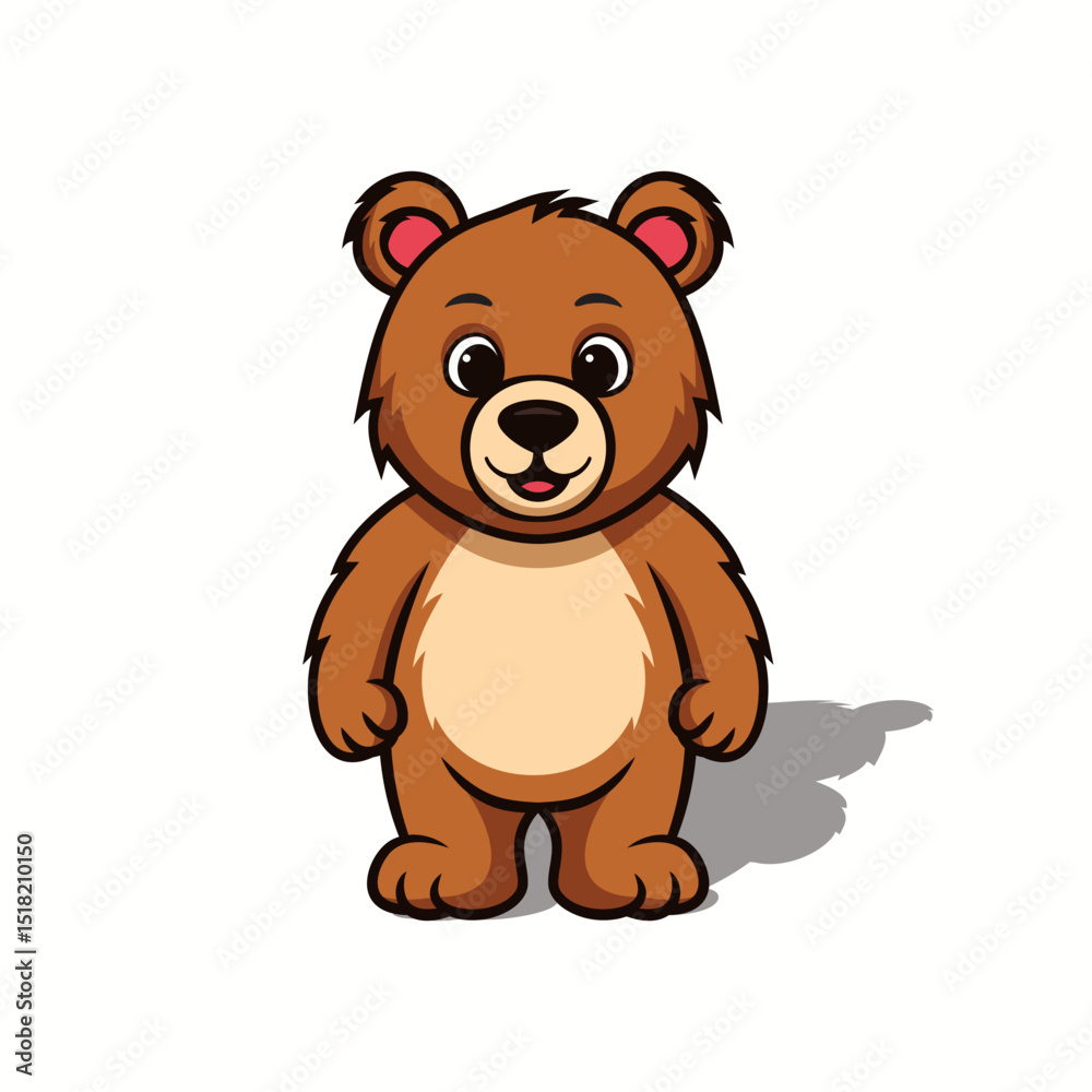 Fototapeta premium Happy Brown Bear Cartoon Character