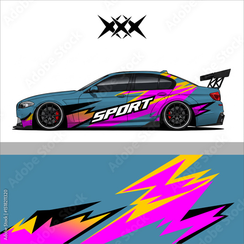 Sport Car with Racing Stripes