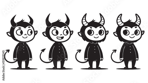 Adorable Little Devils Cute Cartoon Character Illustrations