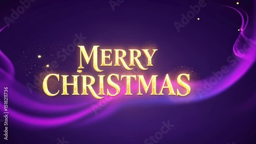 Elegant text Merry Christmas shape created from golden light particles