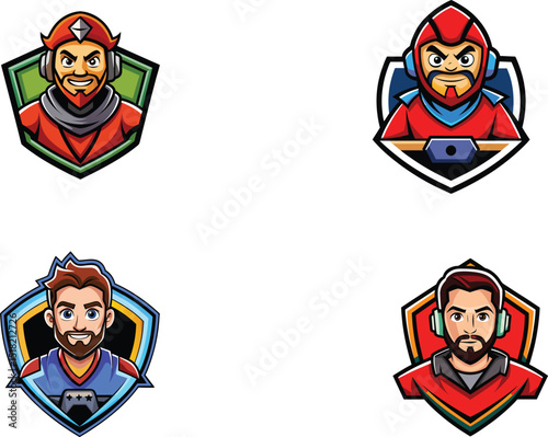 Print "cartoon gamer avatars in a competitive team setup"